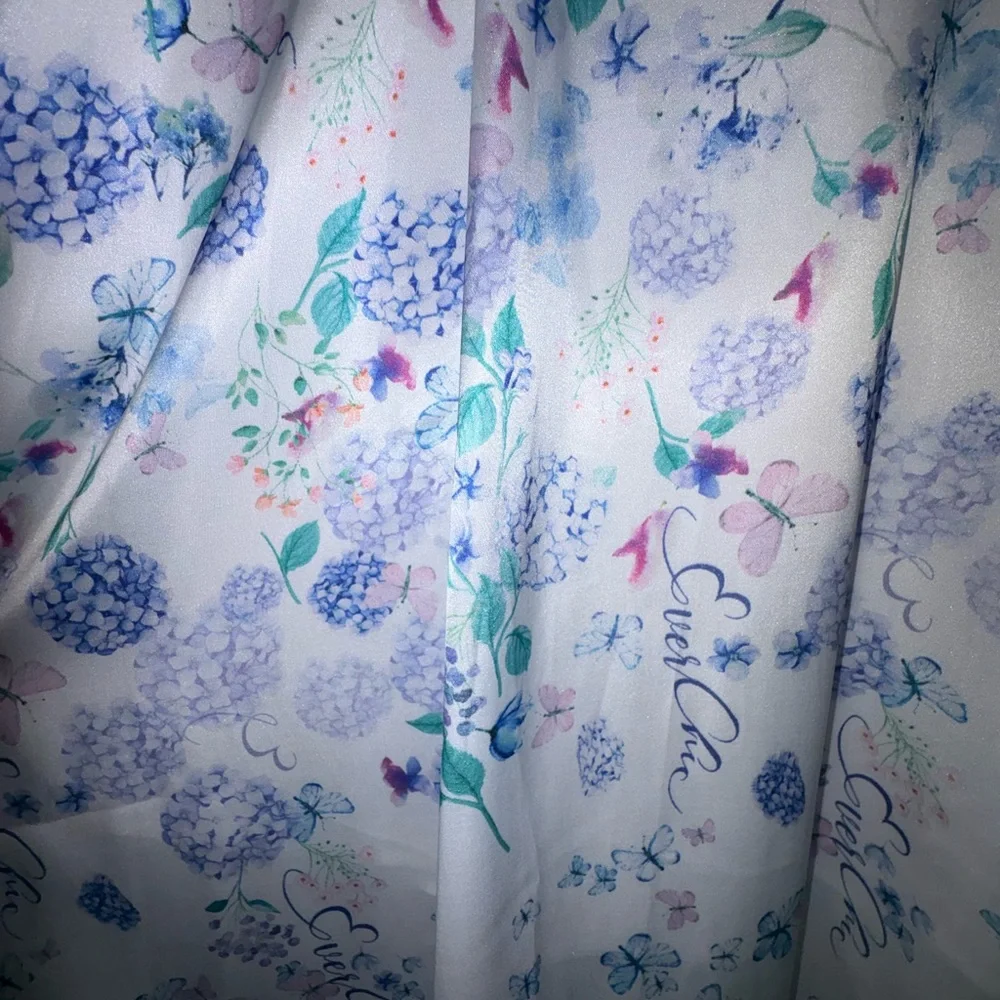 Chic Long Sleeve Floral Dress in Blue and White - Picture 12 of 14